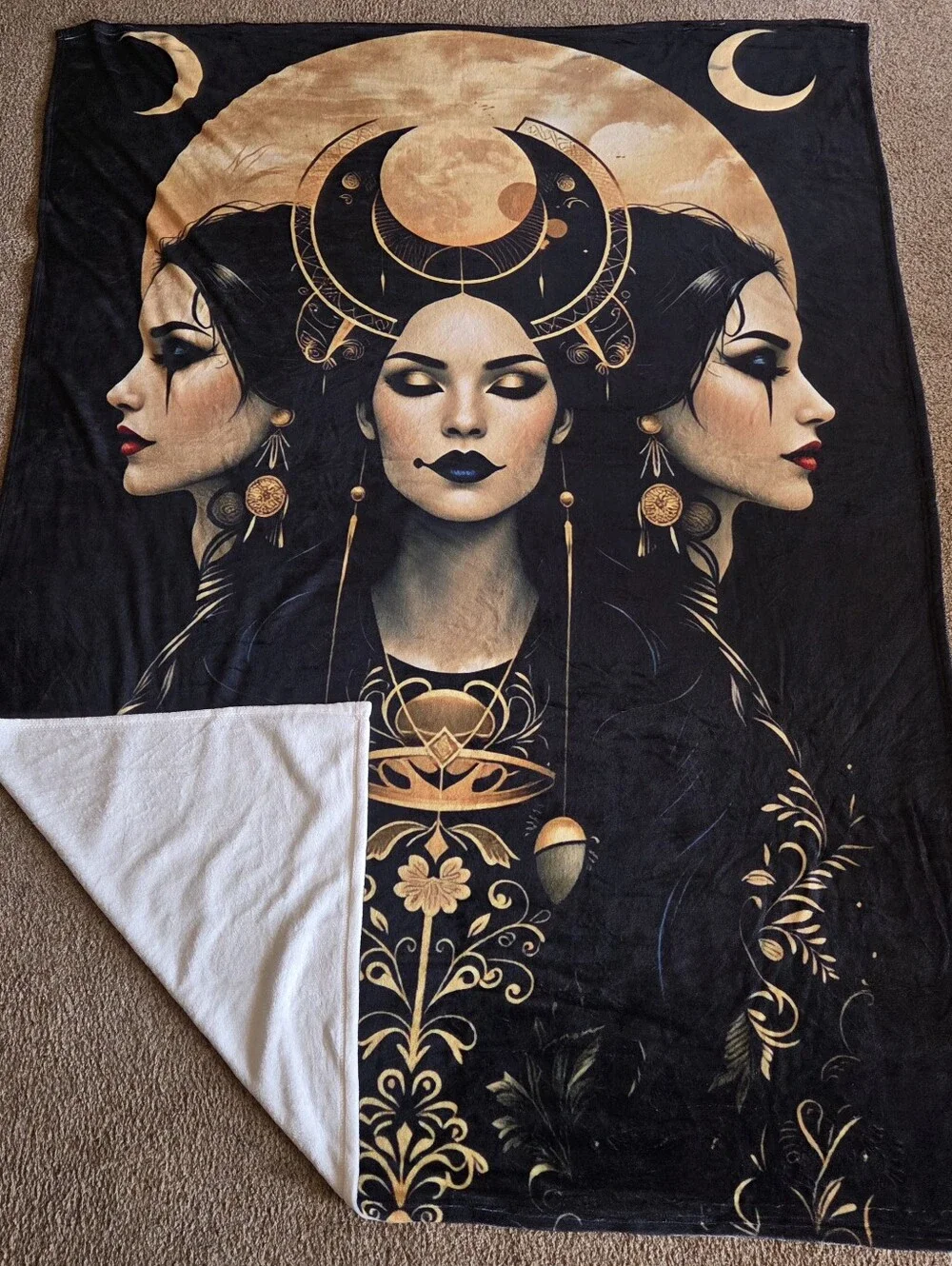 Hecate (Style #3) Triple Goddess Blanket Crescent Moon Blanket 58